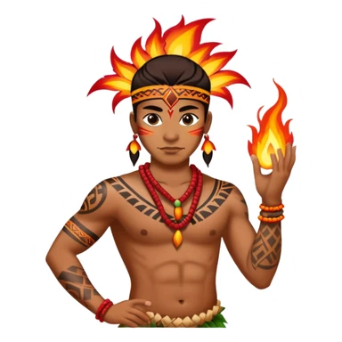 Hawaiian fire dancer with lots of tribal tattoos sticker