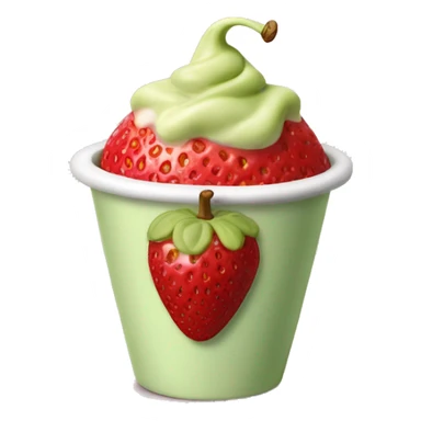 Pistachio cream covered strawberry in a cup  sticker