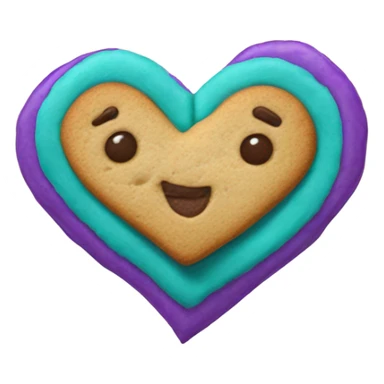 Cookie heart with purple teal awareness ribbon loop sticker