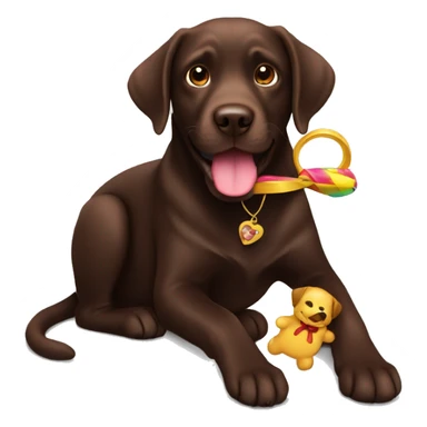 chocolate Labrador holding a toy  sticker
