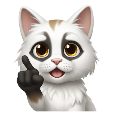 Long haired White cat with black and brown areas giving the middle finger  sticker