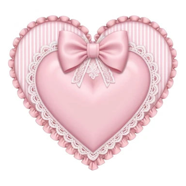 rococo Pastel pink heart with white bow with lace and frills sticker