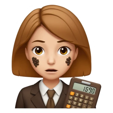 female accountant with calculator covered in animal poo sticker