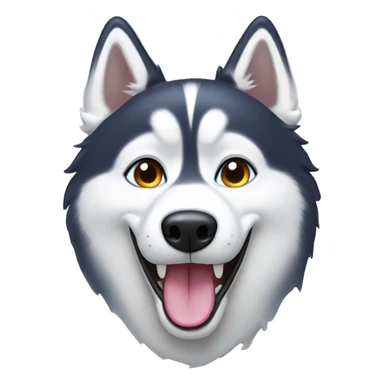 Husky with 2 different colored eyes that is smiling with tongue out sticker