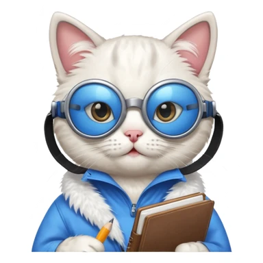 funny cat with planner with blue goggles sticker