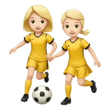 kids play soccer in yellow dress sticker