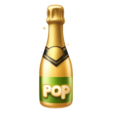 champagne pop with word "pop" sticker