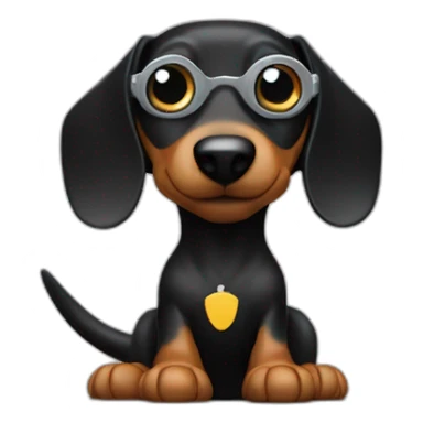 a black dachshund dog holds a camera SONY in its paws medium plan sticker