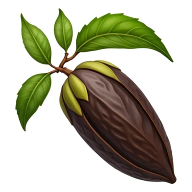 single tonka bean with a green leaf sticker