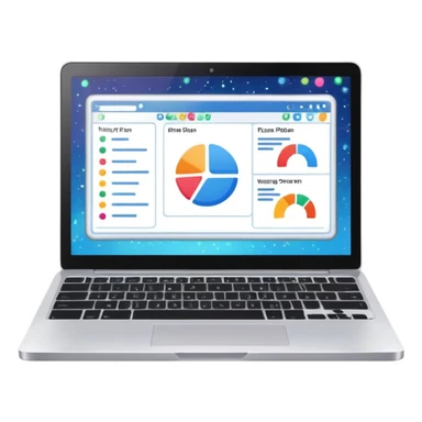 laptop screen showing a plan diagram with sparkles sticker