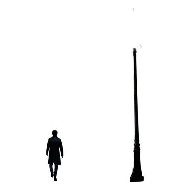 Icon for Thriller Movie: A dramatic movie poster-style design with dark, moody lighting. Include a shadowy figure, eerie silhouettes, and tense elements like a flickering street lamp, a lone figure walking through fog, and a tense cityscape. Intense, suspenseful atmosphere. Transparent background. sticker