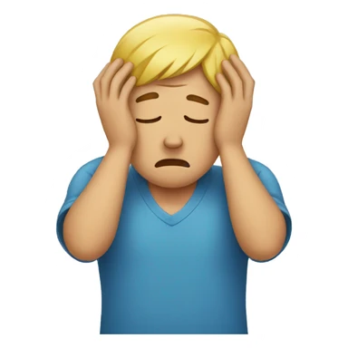 Crying man holding his head in his hands sticker