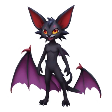 Anthro Kawaii Edgy Cool Vampiric Demonic Beautiful Noivern-Zoroark-Litten with big Bat Ears full body sticker