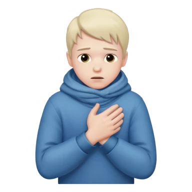 boy shivering in the cold rubbing his arms  sticker