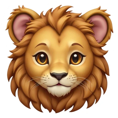 Cinematic Cute Lion Cub Portrait Emoji, Head tilted playfully and inquisitively, featuring a glossy tawny Fur with a lush mane and round, sparkling amber eyes filled with curious mischief, Simplified yet irresistibly adorable features, highly detailed, glowing with a warm, friendly glow, high shine, affectionate and spirited, stylized with a touch of jungle whimsy, bright and endearing, soft glowing outline, capturing the essence of a mischievous yet loving Lion Cub, so playful it feels like it could pounce out of the screen and into your arms! sticker