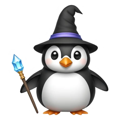 penguin wizard with wand and hat sticker