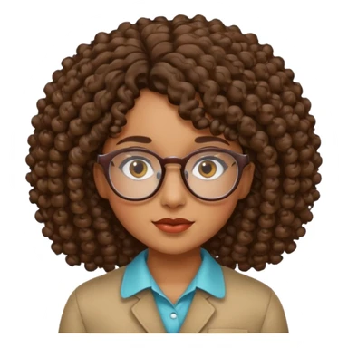 una chica con rizos el cabello hacia abajo y  con gafas sticker