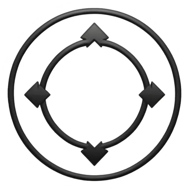 Minimalistic flat vector icon, iOS style, thin black contour on white background. Circular arrows forming an infinite loop, symbolizing Agile process. Clean, no text, no shadows.
 sticker
