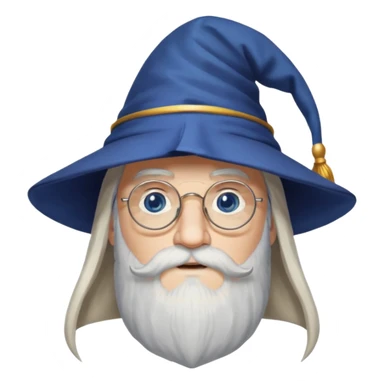Design Albus Dumbledore with long white beard, half-moon glasses, wizard hat & wise expression. sticker