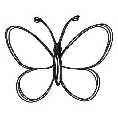 hand drawn outlined icon of a pink butterfly, no fill, transparent background, thick lines sticker