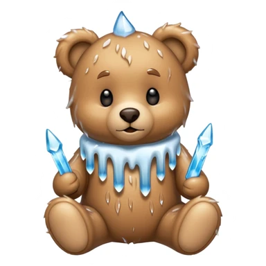 Teddy bear with icicles on her sticker