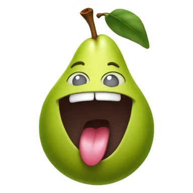 pear with big tongue out sticker