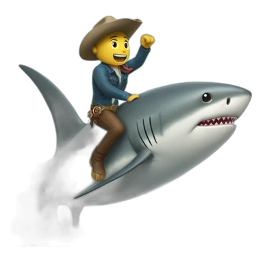 Cowboy shark surfing big wave sticker