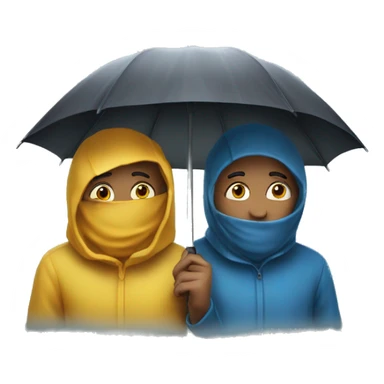 Dos personas en la lluvia a siendo egersisios sticker