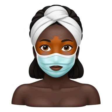 Lady with face mask black spa beauty full face relaxing hot sticker