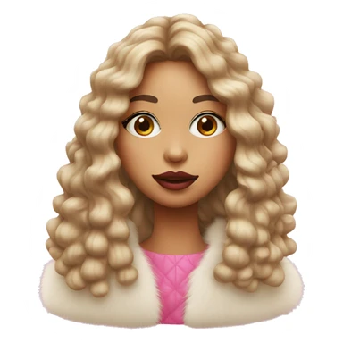 Brittish girl chewing gum with makeup and a fur coat sticker