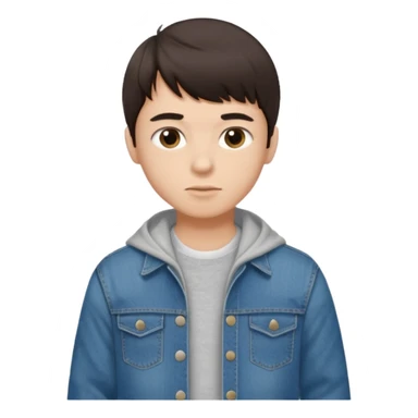 boy dark brown hair with bangs with straight eyebrows folding clothes  sticker