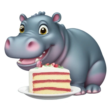 baby hippo eating cake sticker