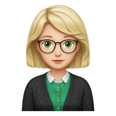 librarian teacher with short wavy blonde hair and green eyes NO GLASSES sticker