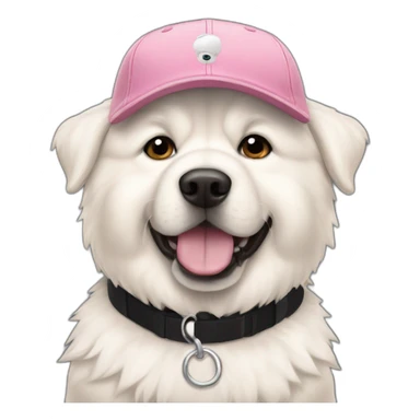 White dog chow chow in rose baseball cap sticker