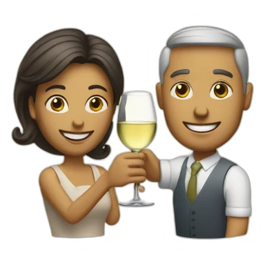 man and woman toasting with a glass of white wine sticker