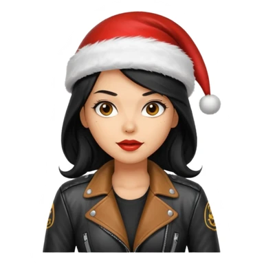 biker girl black long hair moto christmas h2R sticker