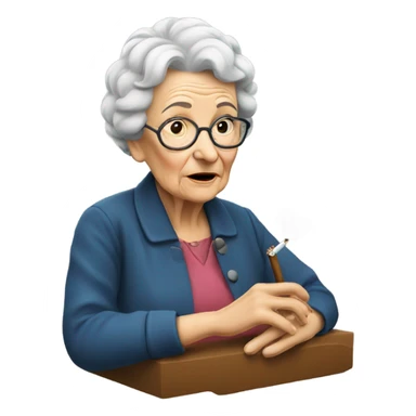 Old lady smoking sticker