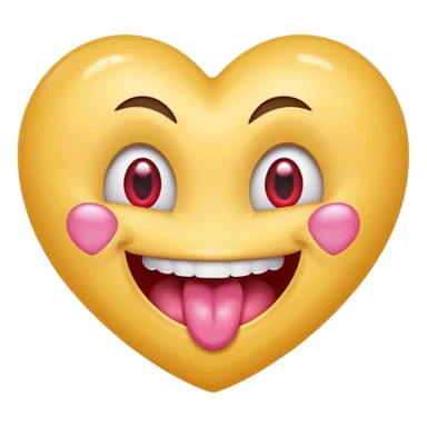 "Perfect smiling face with heart-eyes emoji 😍, classic yellow skin tone, bright open U-shaped smile showing white teeth and pink tongue tip, two large glossy red cartoon heart-shaped eyes with sparkling highlights  sticker
