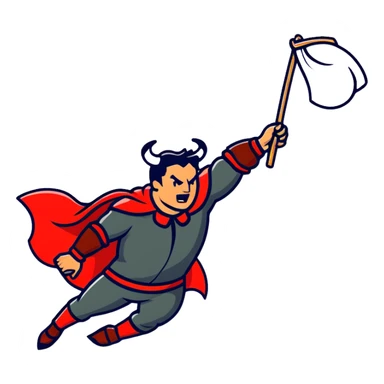 Matador in traditional costume waving red cape at angry bull sticker