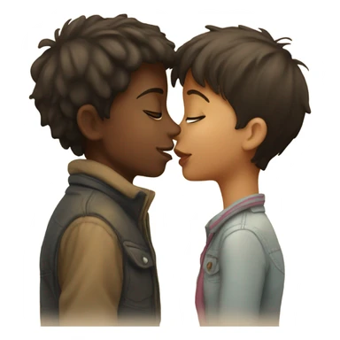 girl kissing boy on cheek sticker