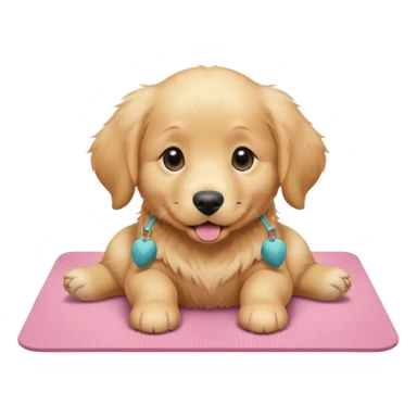 Silly Golden retriever puppy on light pink yoga mat sticker