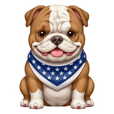 Bulldog wearing a USA flag around his body  sticker