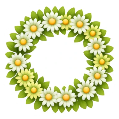 flower wreath with mostly yellow, white and green pastel colors, in a shape of an egg. flowers are original sticker