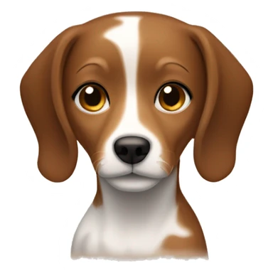 A short brown hair girl with a dog who is a mix of goldie and  dachshund sticker