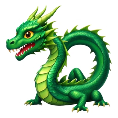 Create a single emoji of a Dragon in full body, shown at a slight side angle in a natural, characteristic pose. stylized like an emoji, but clearly recognizable.  sticker