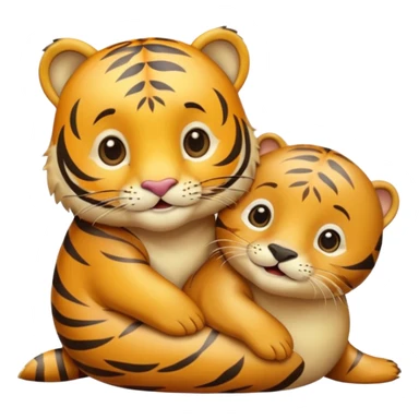 tiger and little sea lion in love sticker