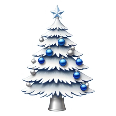 White christmas tree with blue and silver decoration sticker