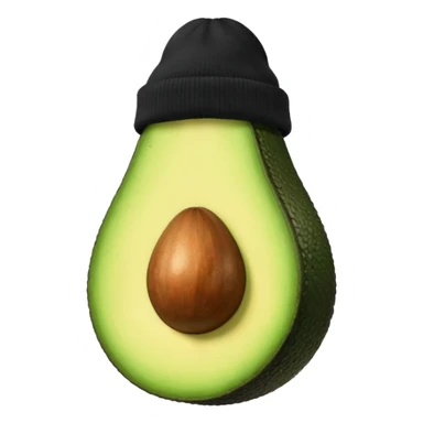 Avocado with a black beanie sticker