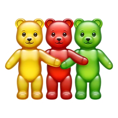 Three gummy bears holding hands sticker