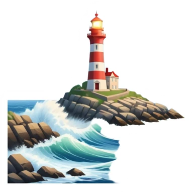 Tokarevsky lighthouse, rocky coastline, sea waves crashing, tower with light beam, maritime navigation symbol
 sticker